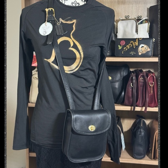 ❤️SOLD❤️Vintage Coach Black Sidepack small #9978 - Picture 8 of 12